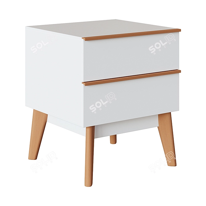 Modern White Meety Bedside Table 3D model image 1