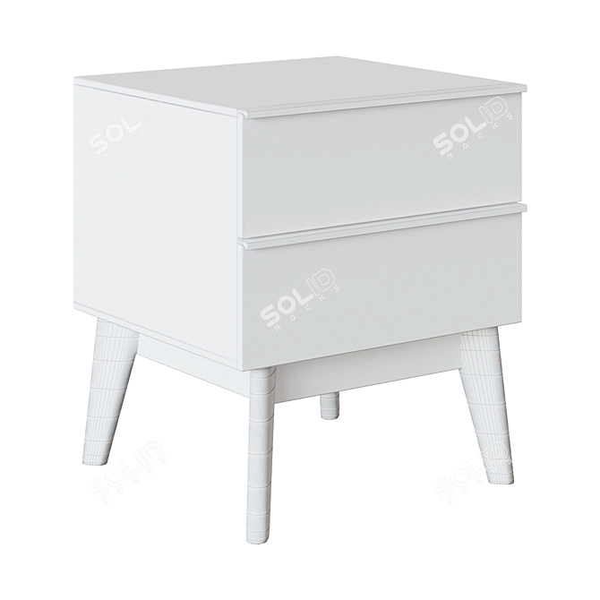 Modern White Meety Bedside Table 3D model image 2