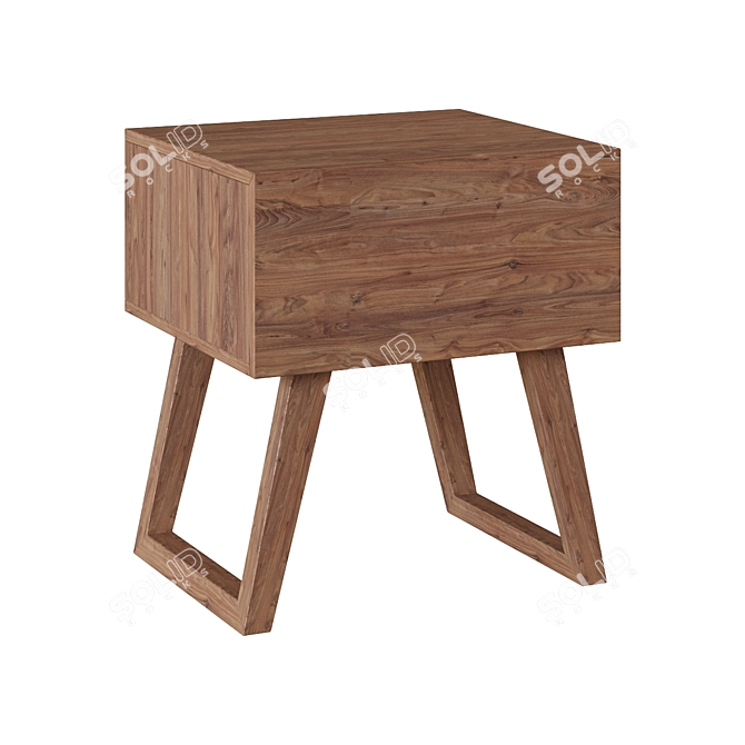 Modern Walnut Bedside Table 3D model image 1