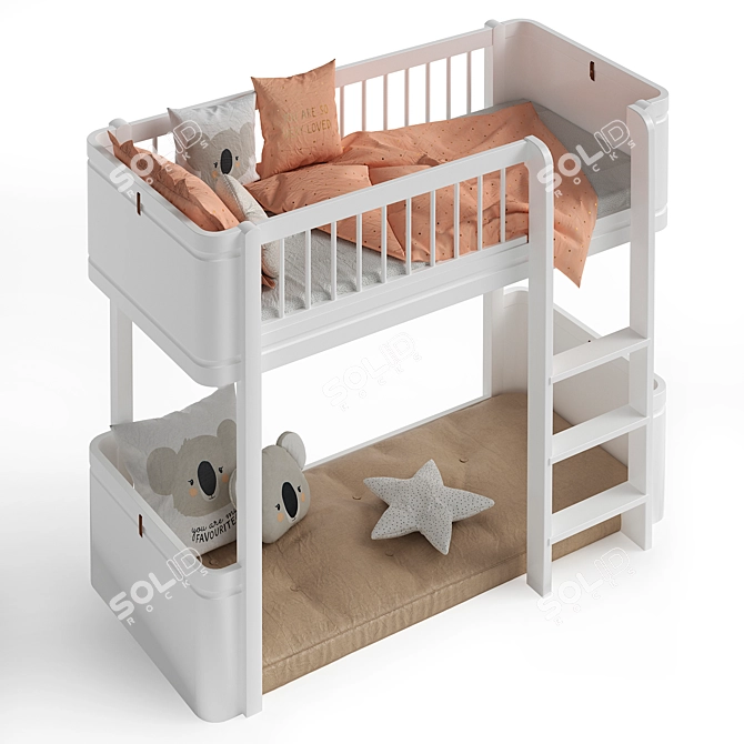 White Mini+ Junior Loft Bed 3D model image 2