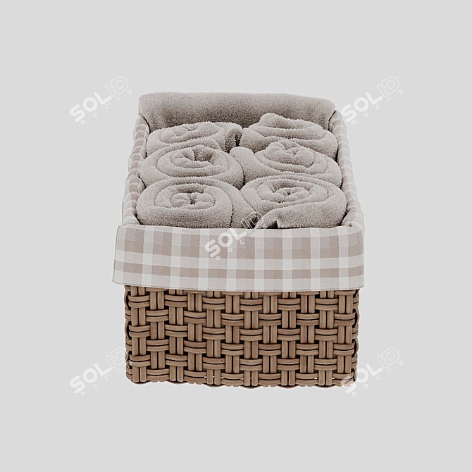 Luxury Towels in Woven Basket 3D model image 3