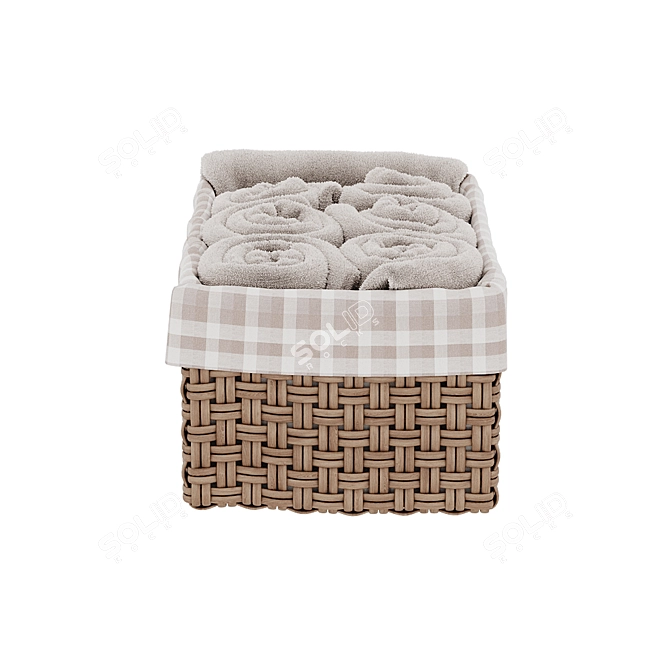 Luxury Towels in Woven Basket 3D model image 6