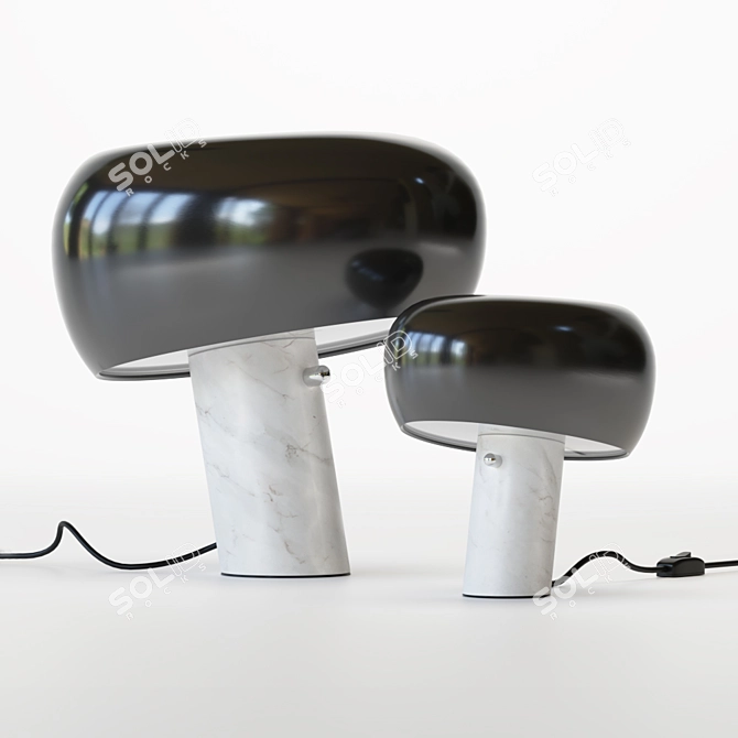 Modern Mushroom Marble Table - Loft Industrial Chic 3D model image 1