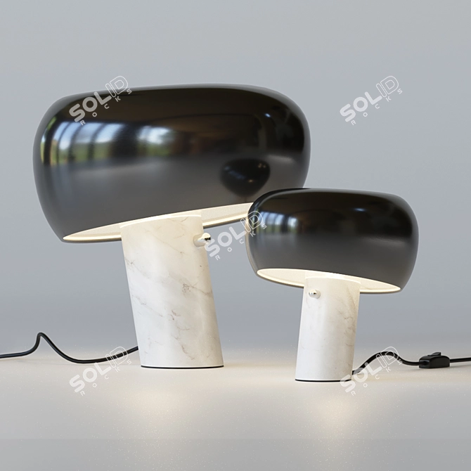Modern Mushroom Marble Table - Loft Industrial Chic 3D model image 2