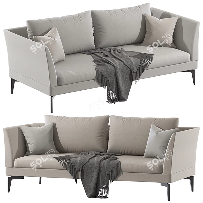 Feel-Good 3-Seater Fabric Sofa 3D model image 1