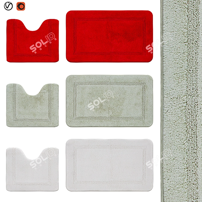 Modern Bath Rugs | Stylish Décor 3D model image 1