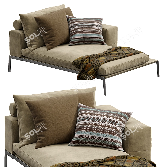 Elegant Lifesteel Chaise Lounge 3D model image 1