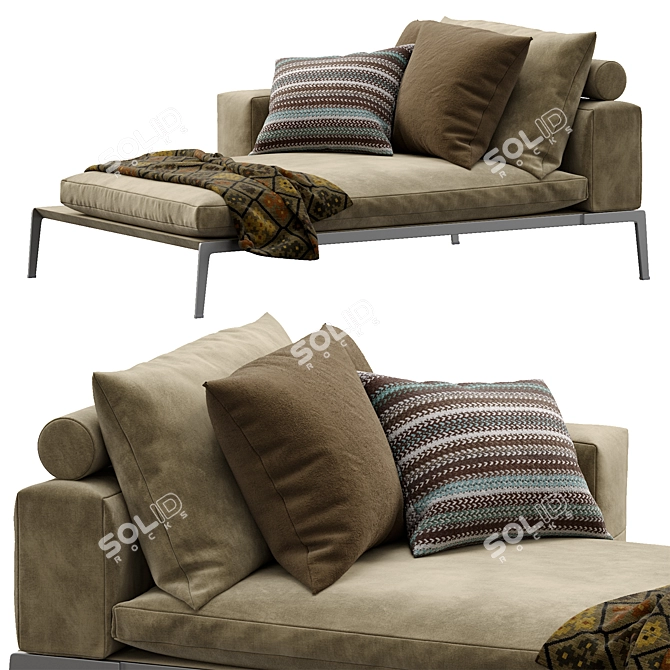 Elegant Lifesteel Chaise Lounge 3D model image 2