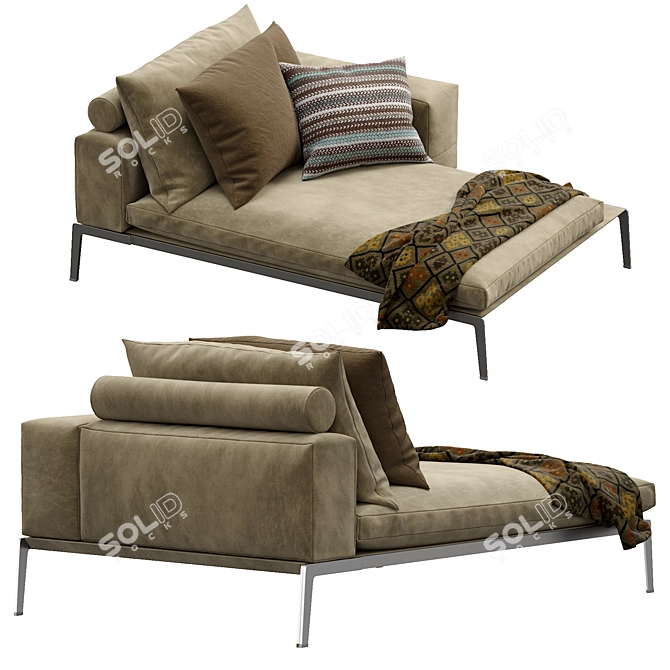 Elegant Lifesteel Chaise Lounge 3D model image 4