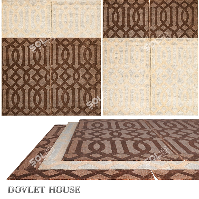 DOVLET HOUSE Double Carpets Set (4 pieces) 3D model image 1