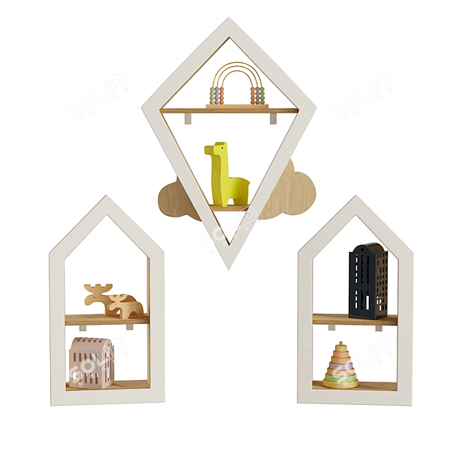 House-shaped Nursery Shelves 3D model image 1