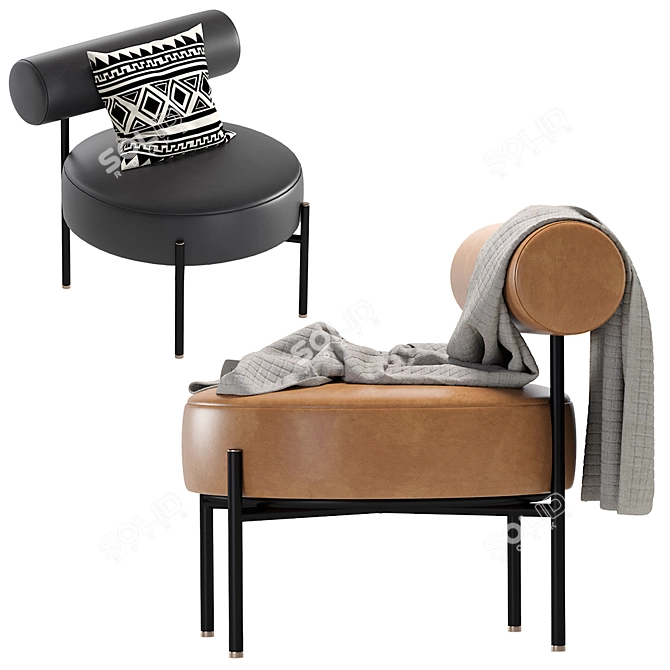 Luxury Leather Rest Lounge Chair 3D model image 2