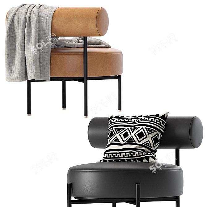 Luxury Leather Rest Lounge Chair 3D model image 4