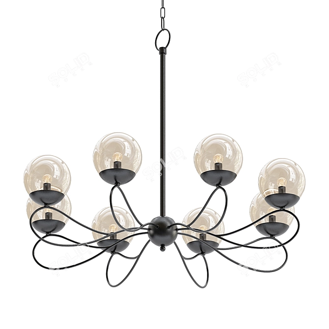 Reverb Chandelier: Textured Bronze & Satin Brass 3D model image 1