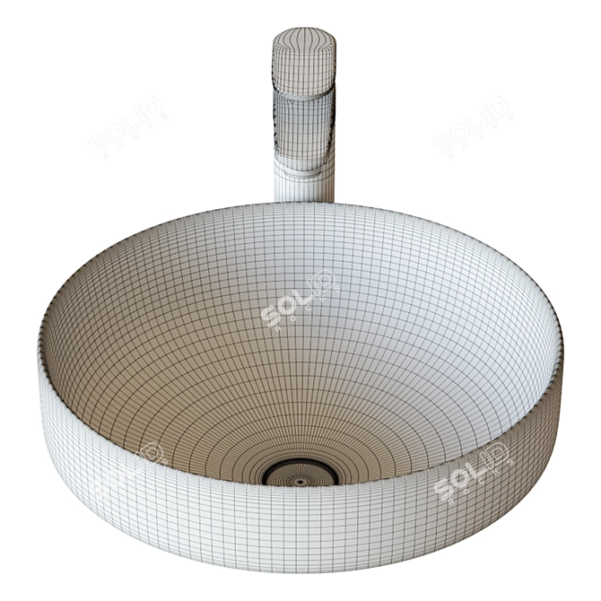 Roca Inspira Round Washbasin: Elegant & Compact Surface-mounted Design 3D model image 2