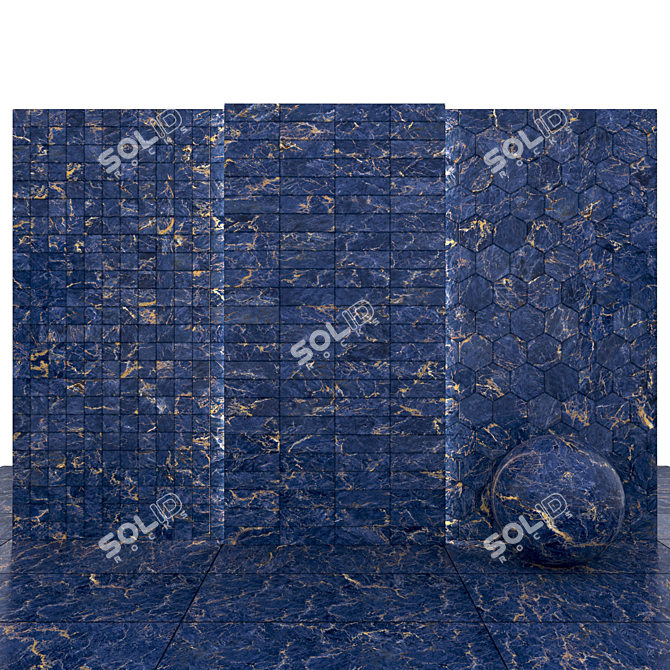 Diamond Blue Marble: Luxurious Textured Slabs & Tiles 3D model image 2