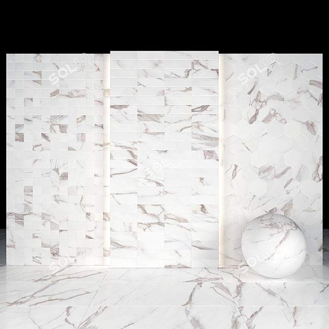 Elegant White Calacatta Marble 3D model image 3