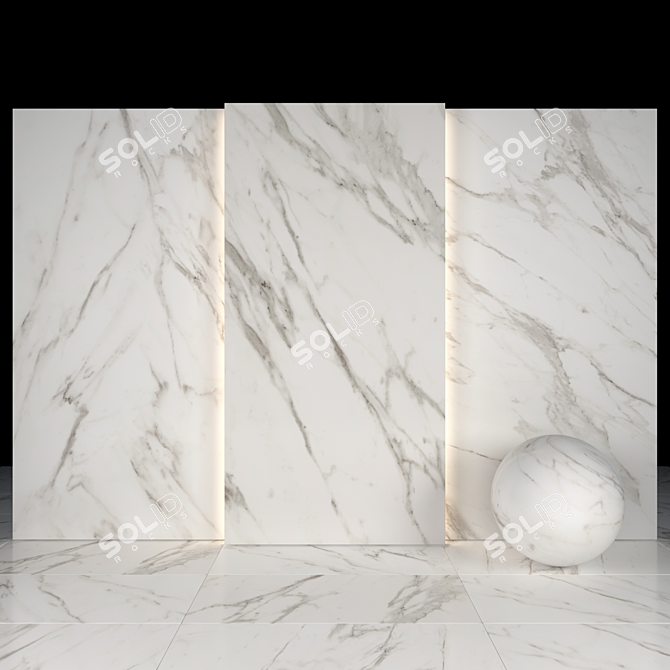  White Calacatta: 10 Texture Marble Slabs & Tiles 3D model image 2