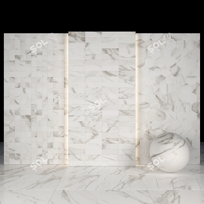  White Calacatta: 10 Texture Marble Slabs & Tiles 3D model image 3