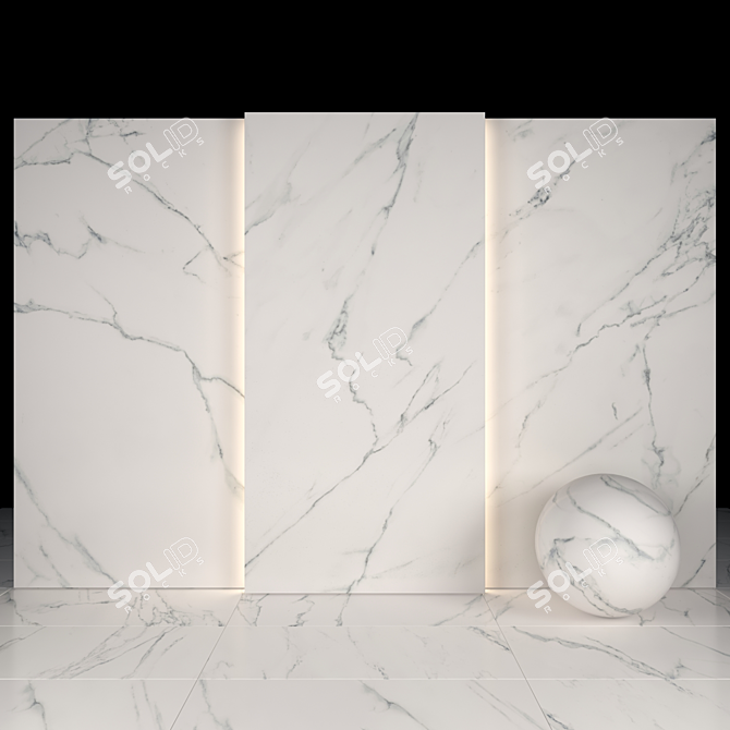 Elegant Statuario White Marble 3D model image 2