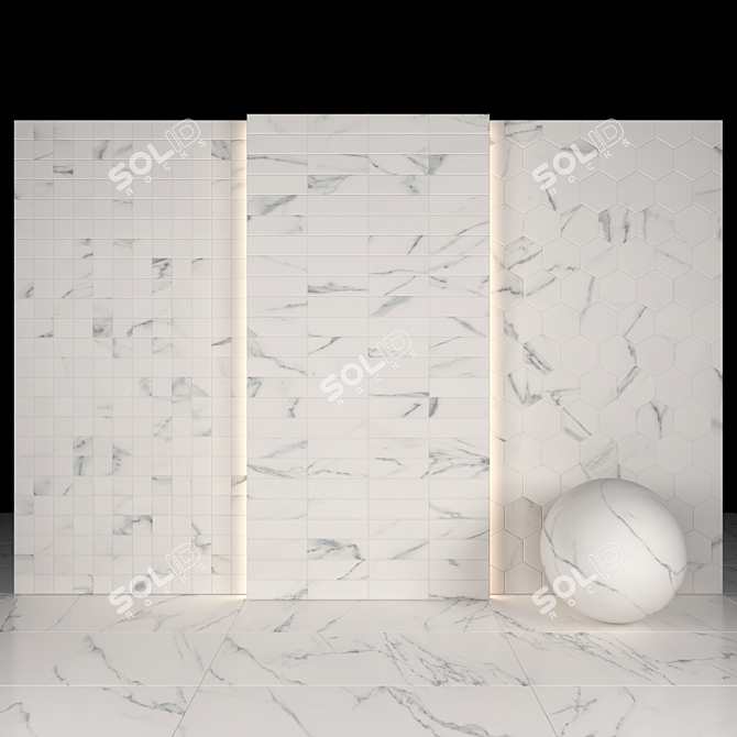 Elegant Statuario White Marble 3D model image 3
