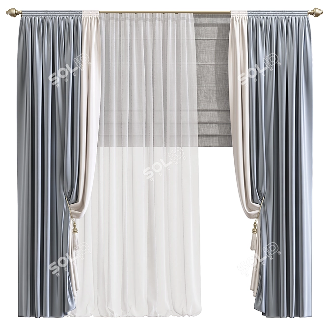 Elegance Unveiled: Curtain 819 3D model image 1