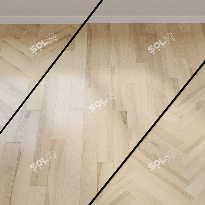 White Ash Parquet Flooring 3D model image 1