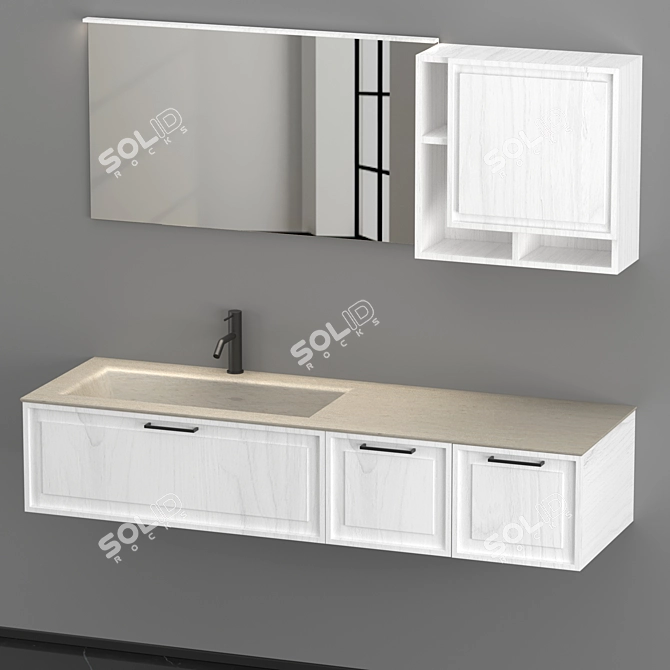 Dynamic Horizontal Bathroom Composition 3D model image 1