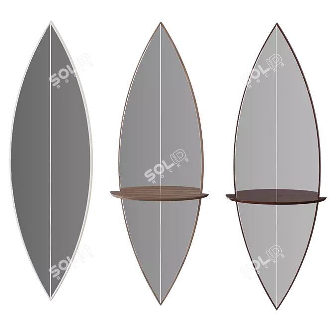 Surf Mirror: Stylish Surfboard Inspired Wall Mirror 3D model image 1