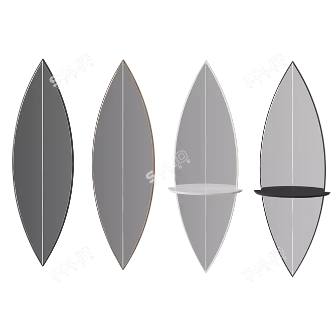 Surf Mirror: Stylish Surfboard Inspired Wall Mirror 3D model image 2