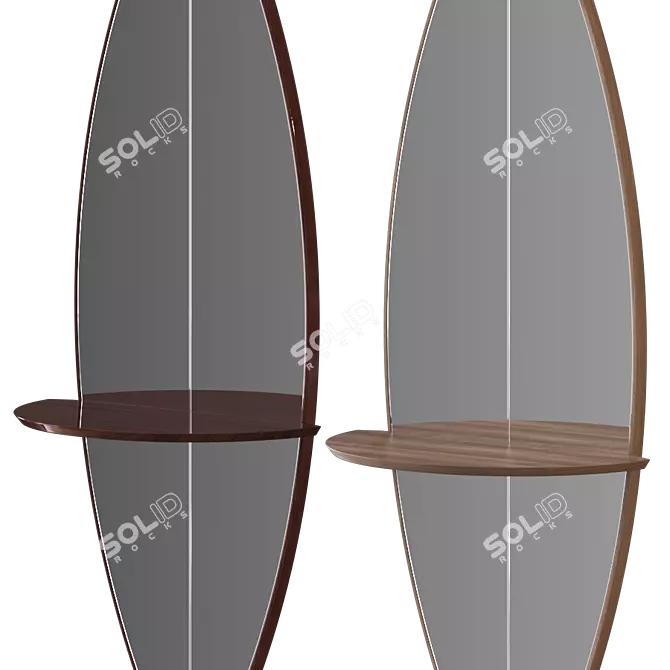 Surf Mirror: Stylish Surfboard Inspired Wall Mirror 3D model image 3