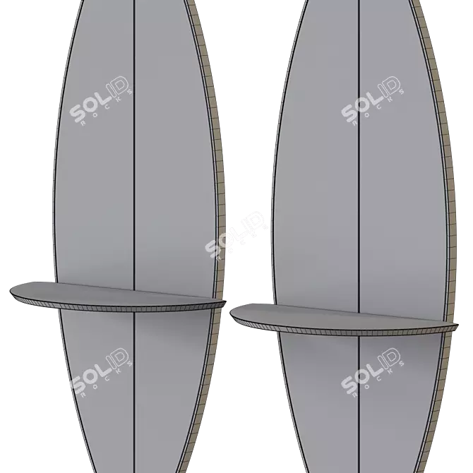 Surf Mirror: Stylish Surfboard Inspired Wall Mirror 3D model image 4