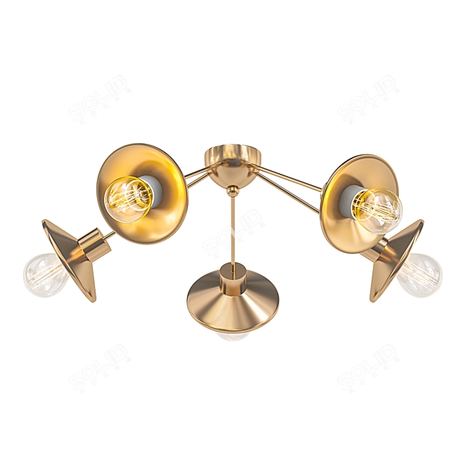 Modern Bronze Metal and Glass Ceiling Chandelier 3D model image 1