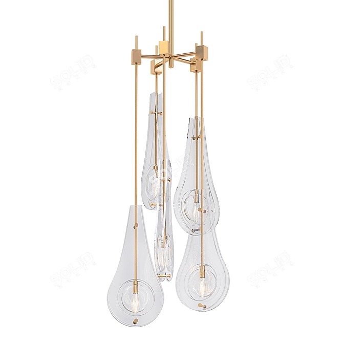 Elegant Bellano L Brass Chandelier 3D model image 1