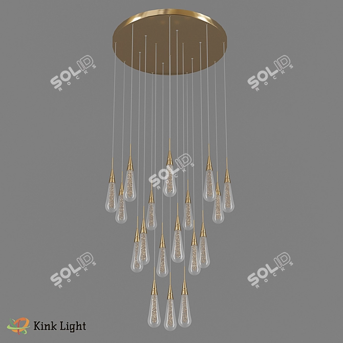 Golden Glass Pendant Light 3D model image 1