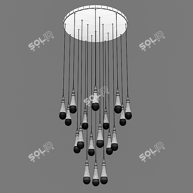 Golden Glass Pendant Light 3D model image 2