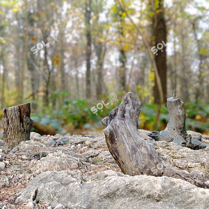 Rustic Wood Stump Trio 3D model image 2