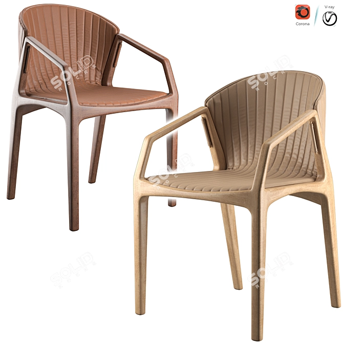 Contemporary Luisa Armchair: Certified Wood Frame, Edge-Trimmed Finish 3D model image 1