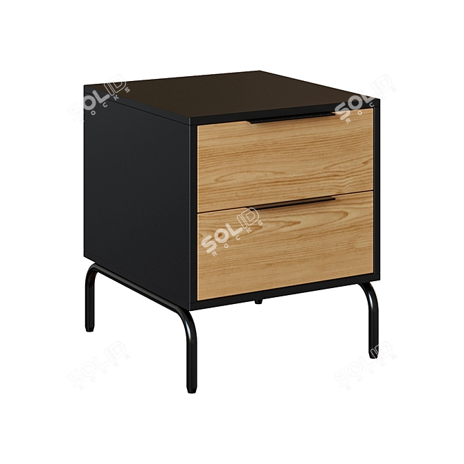 Sleek Black Oak Bedside Table 3D model image 1