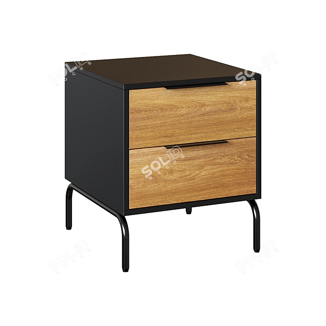 Sleek Black Oak Bedside Table 3D model image 3