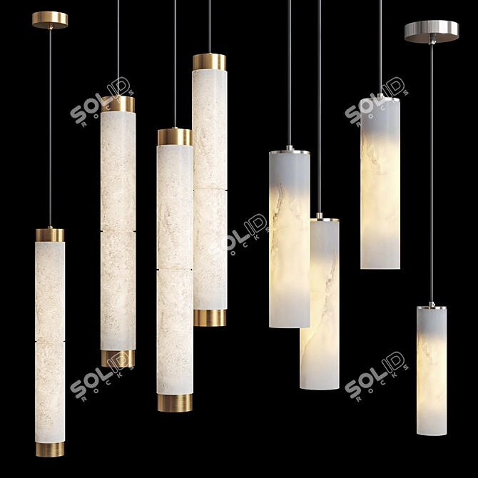 Elegant Prisca & Marble Lamp Set 3D model image 1