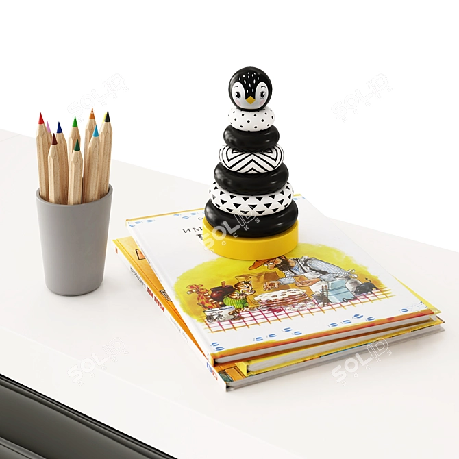 Black and Yellow Kids Room Decor 3D model image 3