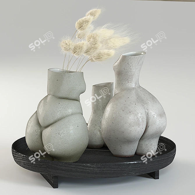 Elegant Woman Vases Set 3D model image 3