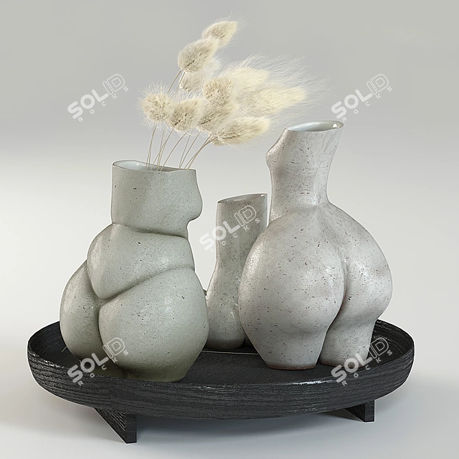 Elegant Woman Vases Set 3D model image 4