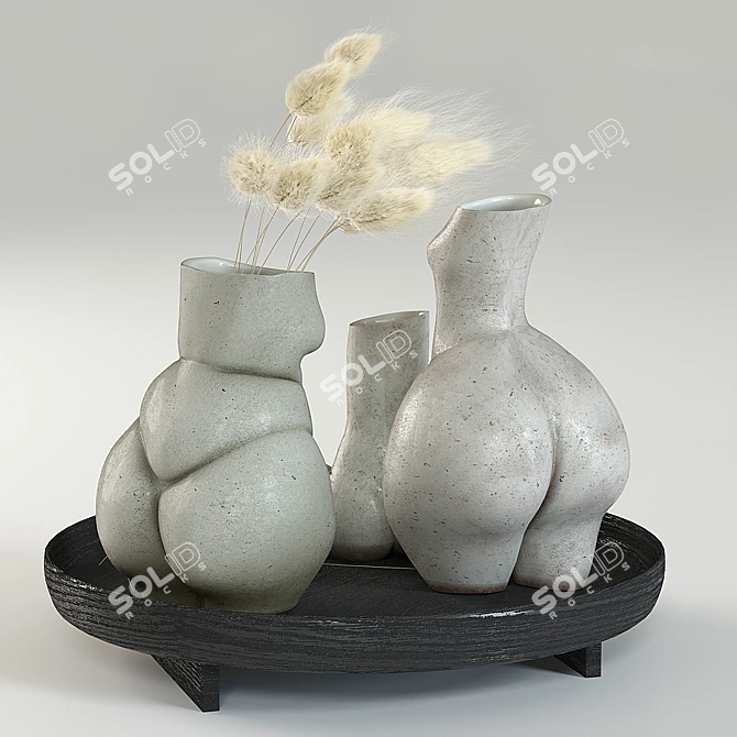 Elegant Woman Vases Set 3D model image 5