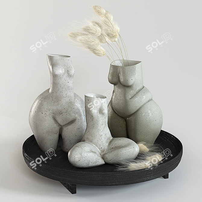 Elegant Woman Vases Set 3D model image 6