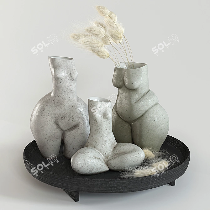 Elegant Woman Vases Set 3D model image 7