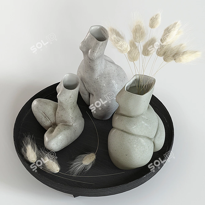 Elegant Woman Vases Set 3D model image 8