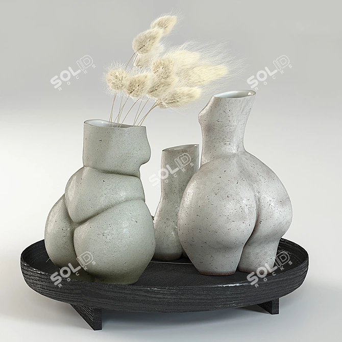 Elegant Woman Vases Set 3D model image 10