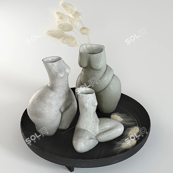 Elegant Woman Vases Set 3D model image 11